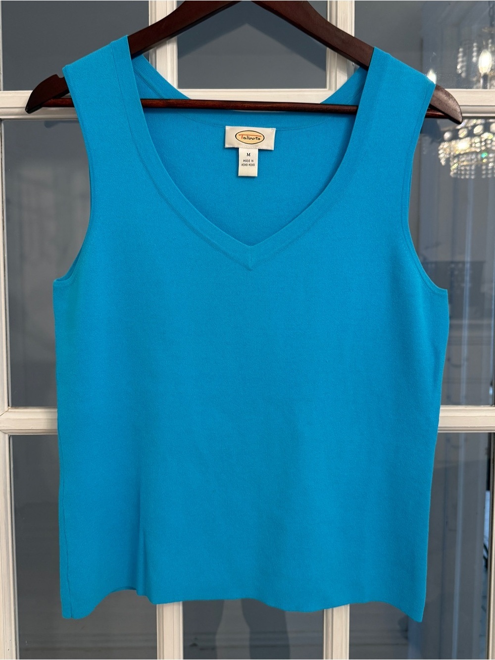 TALBOTS Women’s Light Blue Knit V-Neck Sleeveless Top Size M